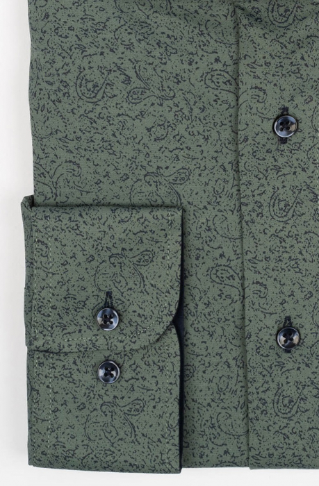 Camasa barbati regular fit verde cu imprimeu abstract bleumarin CONFORT [3]