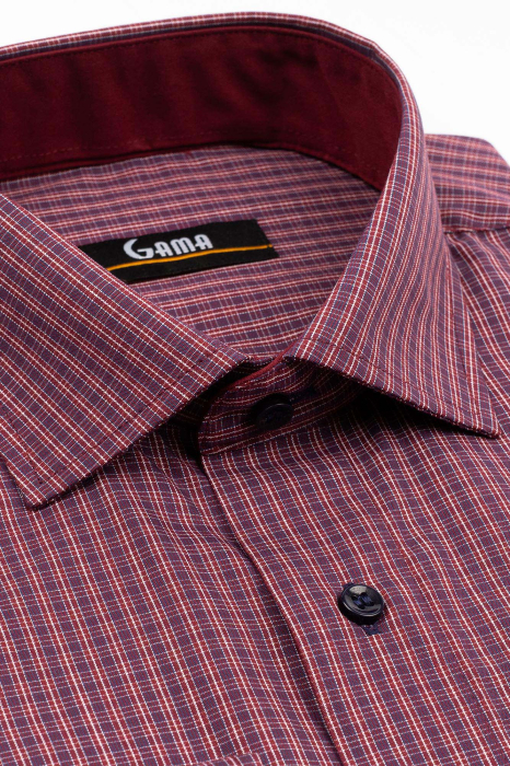 Camasa barbati regular fit visinie cu caro fin alb si albastru [3]