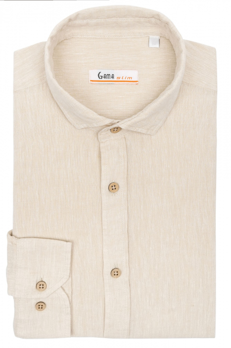 Camasa barbati slim fit din in bej [6]