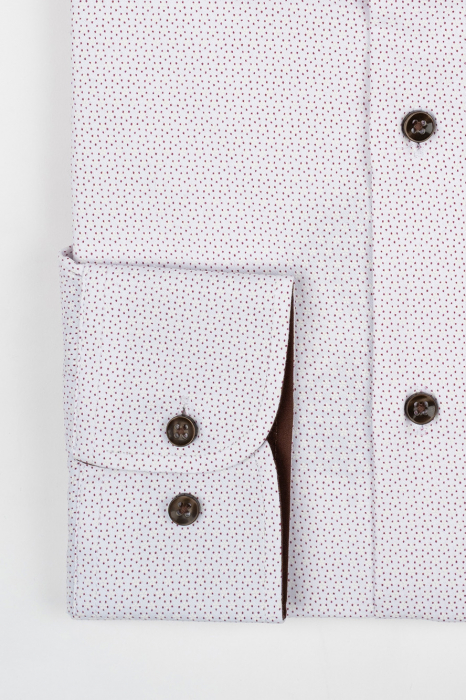 Camasa barbati slim fit alba cu imprimeu bordo si insertie -CONFORT [2]