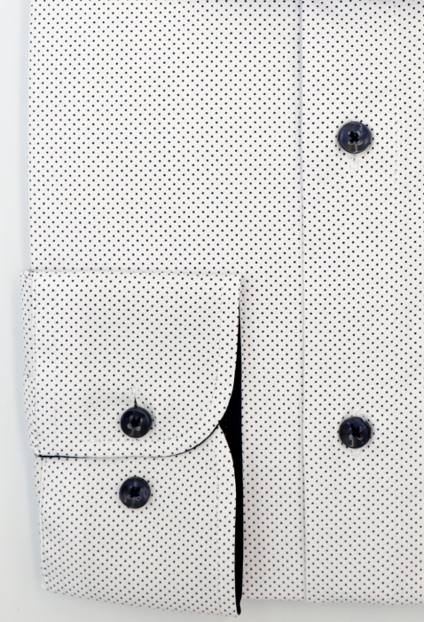 Camasa barbati slim fit alba cu buline bleumarin PREMIUM [2]