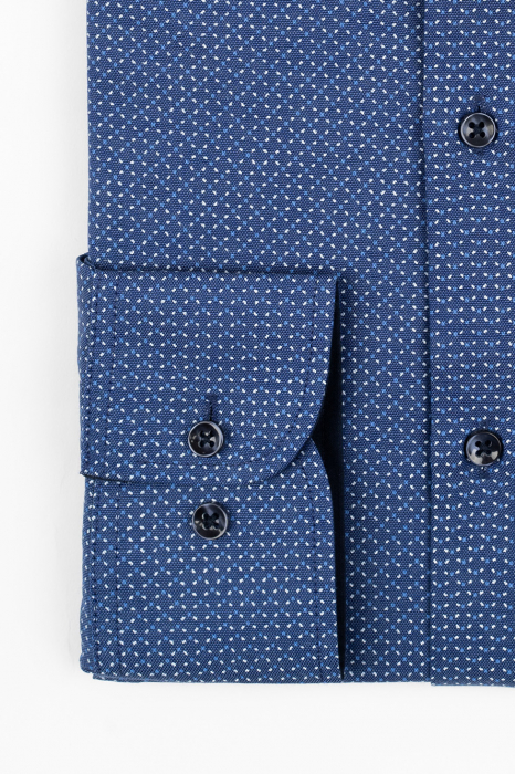 Camasa barbati slim fit albastra cu imprimeu alb si bleu TALL [2]