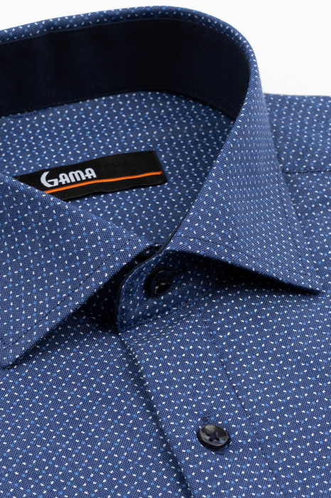 Camasa barbati slim fit albastra cu imprimeu alb si bleu TALL [3]