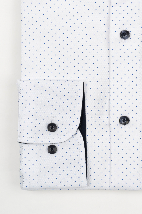 Camasa barbati slim fit alba cu buline albastre si insertie [2]