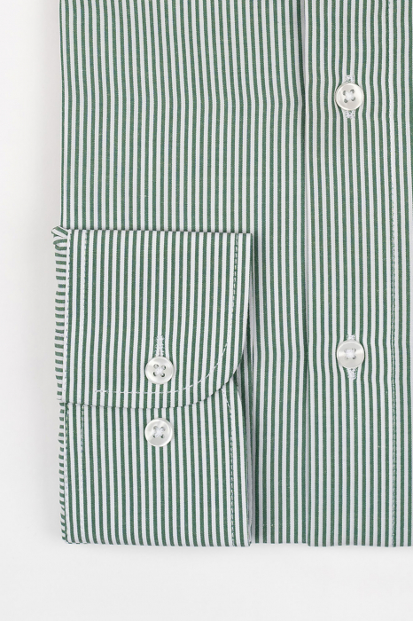 Camasa barbati regular fit alba cu dungi verzi [2]