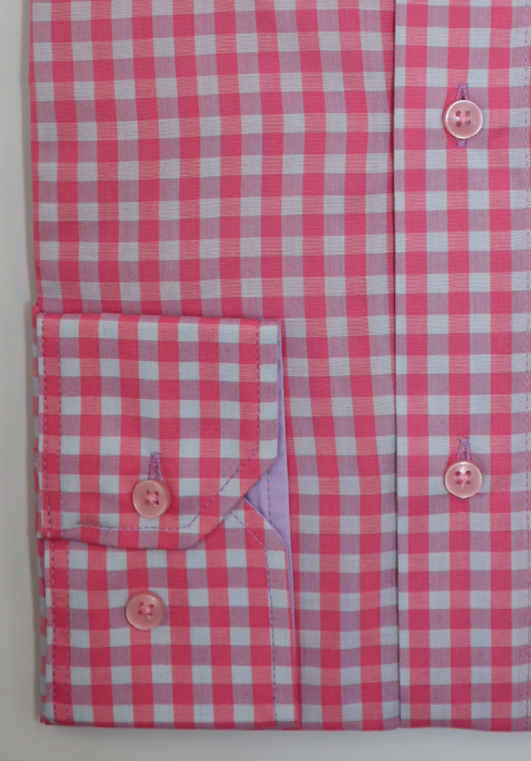 Camasa barbati slim fit cu carouri roz [2]
