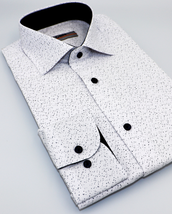 Camasa barbati slim fit alba cu imprimeu bleumarin CONFORT [2]