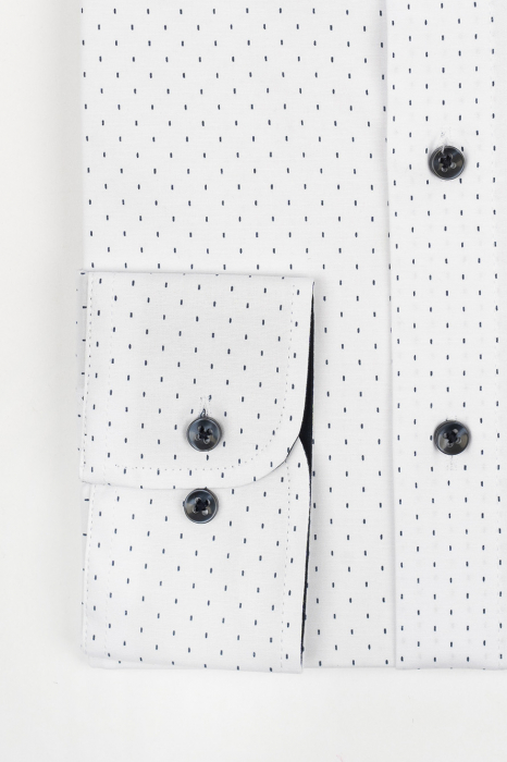 Camasa barbati slim fit alba cu imprimeu bleumarin PREMIUM [2]