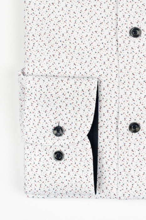 Camasa barbati slim fit alba cu imprimeu bleumarin si rosu [2]
