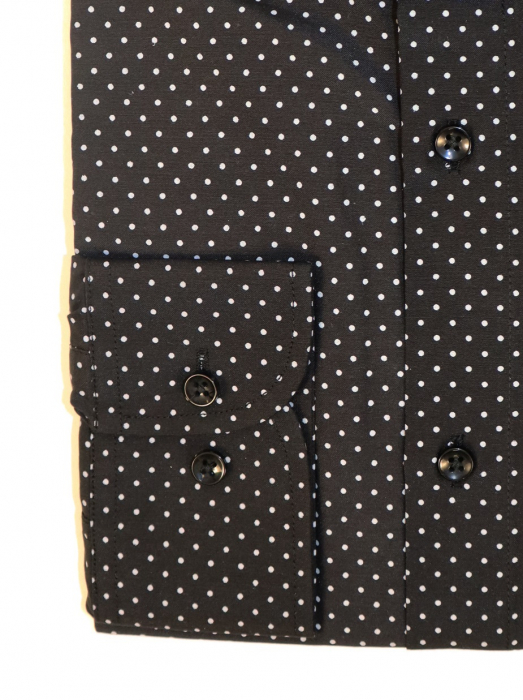 Camasa barbati slim fit neagra cu buline albe [2]