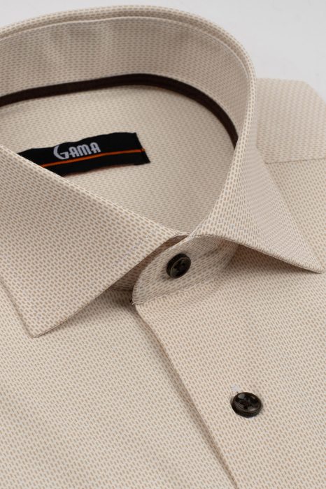 Camasa barbati slim fit alba cu imprimeu crem [3]