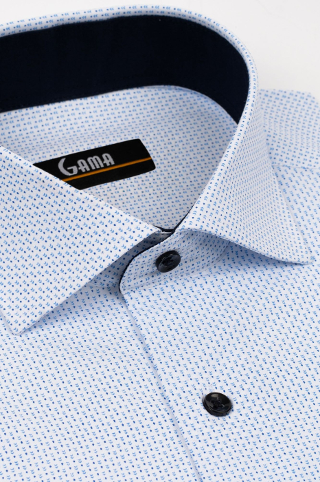 Camasa barbati regular fit alba cu imprimeu bleu si albastru [3]