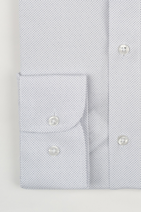 Camasa barbati slim fit alba cu buline bleumarin TALL [2]