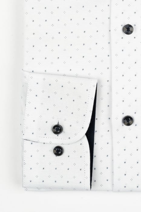 Camasa barbati slim fit alba cu imprimeu bleumarin [2]