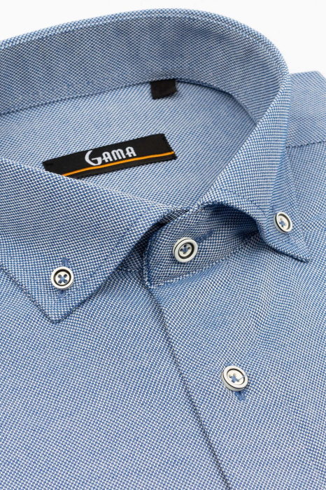 Camasa barbati slim fit  albastru deschis Oxford [3]