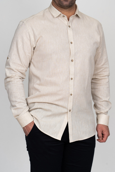 Camasa barbati slim fit bej din in PREMIUM - guler clasic [6]