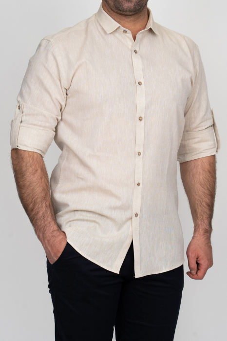 Camasa barbati slim fit bej din in PREMIUM - guler clasic [7]
