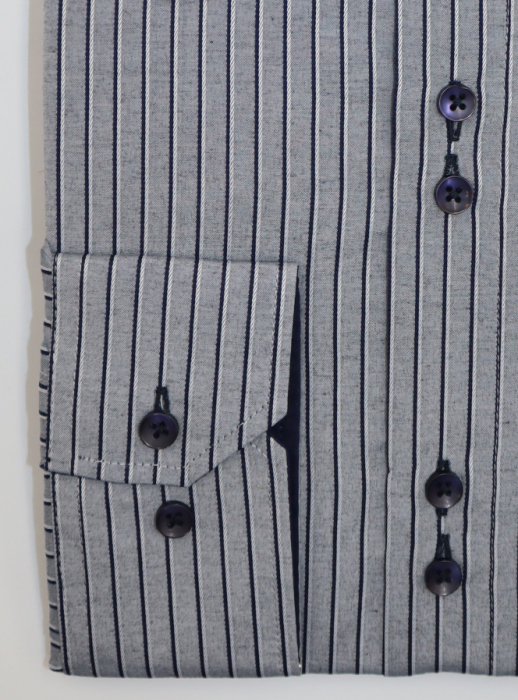 Camasa barbati slim fit gri cu dungi argintii si bleumarin [2]