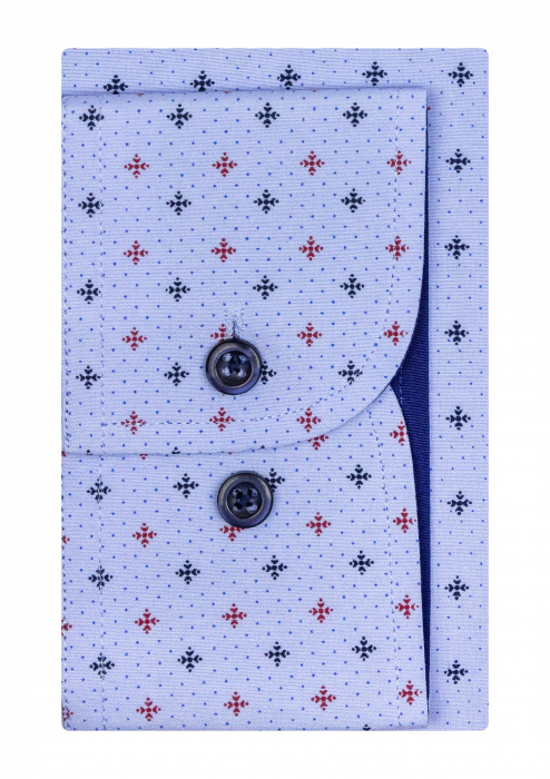 Camasa barbati slim fit bleu cu imprimeuri colorate [3]