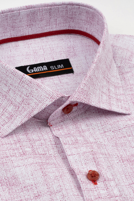 Camasa barbati slim fit alba cu imprimeu rosu TALL [3]