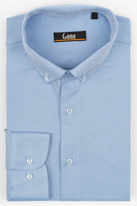 Camasa barbati slim fit  albastru deschis Oxford 2XL [1]