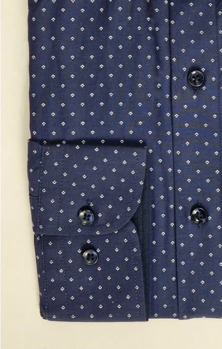 Camasa barbati slim fit bleumarim cu imprimeu alb [2]