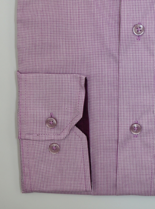 Camasa barbati slim fit roz cu carouri mici mov [2]