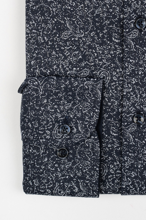 Camasa barbati slim fit bleumarin cu imprimeu abstract bleu pal CONFORT [2]