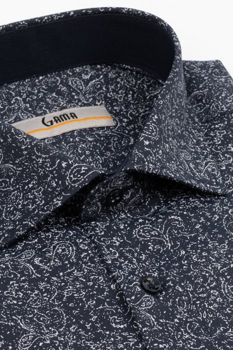 Camasa barbati slim fit bleumarin cu imprimeu abstract bleu pal CONFORT [3]