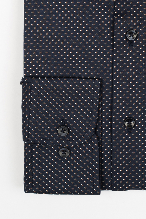 Camasa barbati slim fit bleumarin cu imprimeu alb si maro PREMIUM [2]