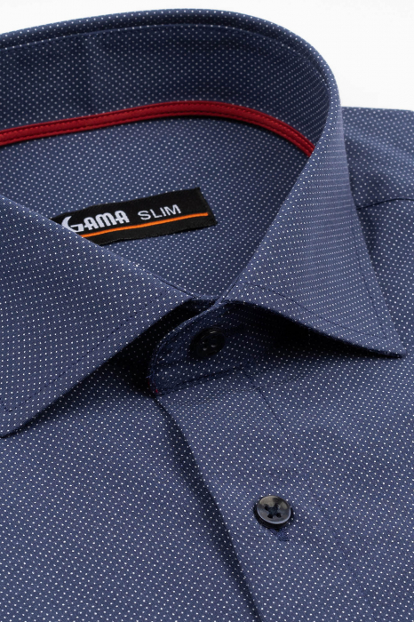 Camasa barbati slim fit bleumarin cu imprimeu alb TALL [3]