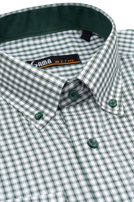 Camasa barbati slim fit cu carouri verzi [2]