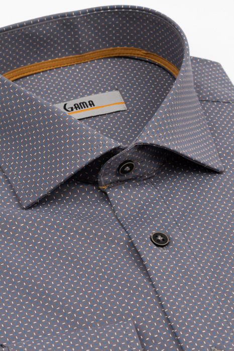 Camasa barbati regular fit gri cu imprimeu albastru si alb CONFORT [3]