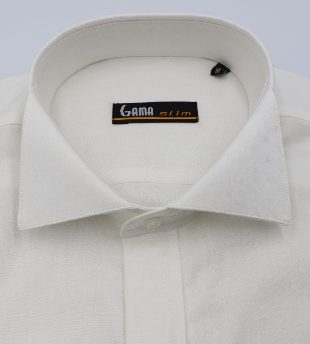 Camasa barbati slim fit ivory cu guler pentru papion [3]