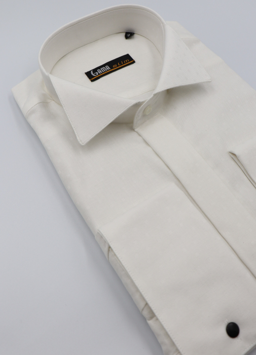 Camasa barbati slim fit ivory cu guler pentru papion [2]