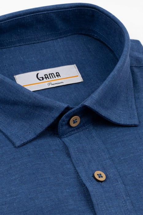 Camasa barbati slim fit navy din in PREMIUM - guler clasic [5]