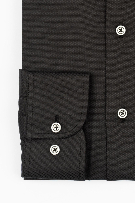 Camasa barbati slim fit  neagra Oxford [5]