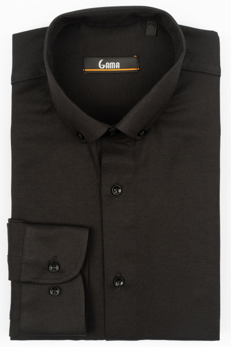 Camasa barbati slim fit  neagra Oxford 2XL [1]