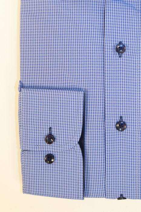 Camasa barbati regular fit albastra cu carouri mici bleu [2]