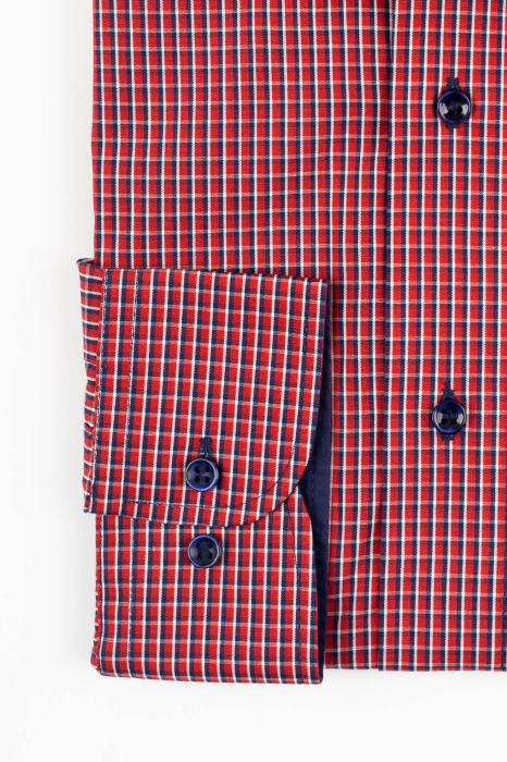 Camasa barbati regular fit rosie cu carouri bleumarin si albe 2XL-4XL [2]