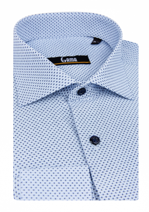 Camasa bleu regular cu imprimeuri mici [2]