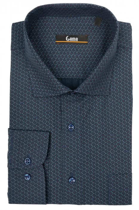 Camasa bleumarin 2XL-4XL regular cu imprimeuri gri cu rosu [2]