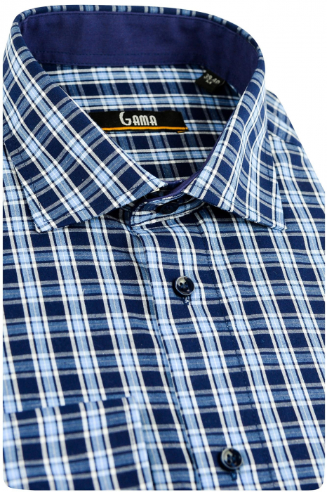 Camasa bleumarin cu carouri bleu 2XL-4XL [2]