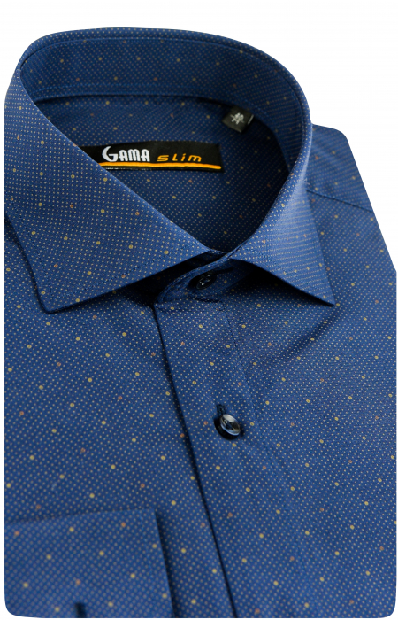 Camasa bleumarin slim fit cu imprimeu geometric [2]