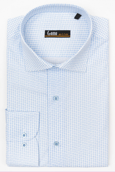 Camasa bumbac alba slim fit cu imprimeu grafic [2]