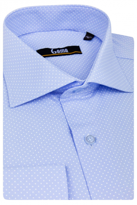 Camasa bumbac bleu cu buline regular 2XL [2]