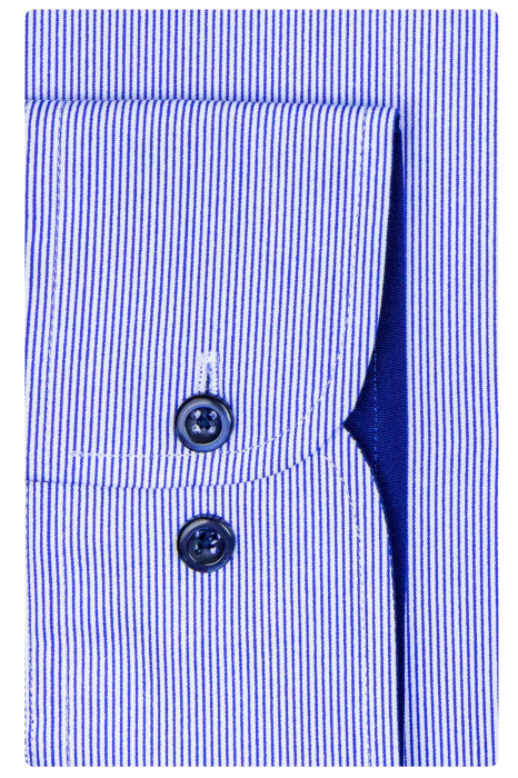 Camasa bumbac regular 2XL alba cu dungi albastre [3]