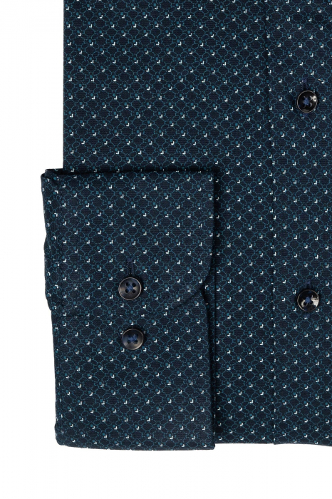 Camasa bumbac regular bleumarin cu picouri albe [3]