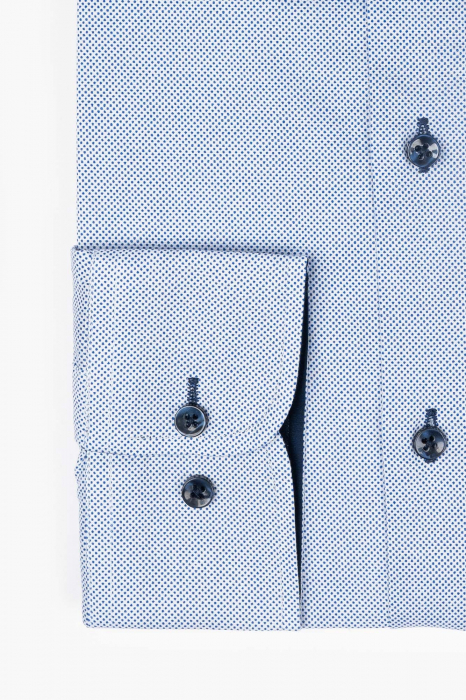 Camasa bumbac regular cu picouri bleumarin [3]