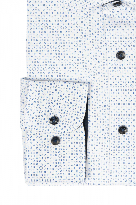 Camasa bumbac slim alba cu cercuri albastre [3]